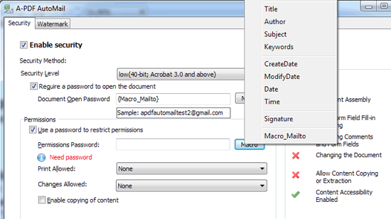 a-pdf automail add unique password