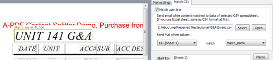 a-pdf automail use csv to match