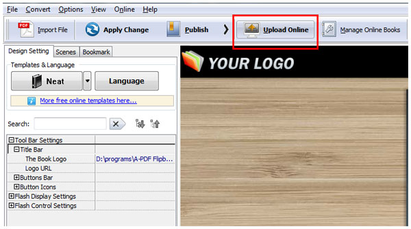 upload the flip book online