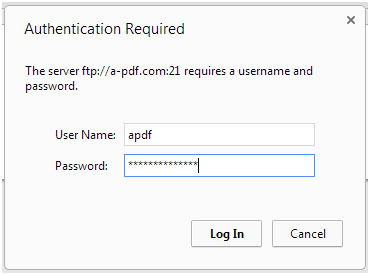 login ftp via web browser