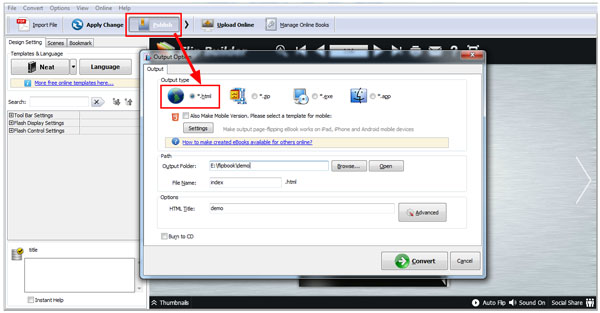 publish html flipbook