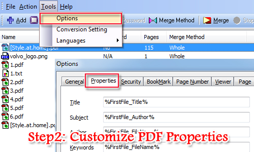 modify PDF properties with A-PDF Merger