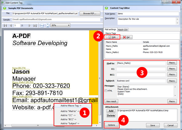 edit rules for addding macro tags to recipients