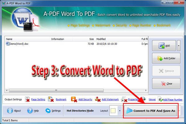 convert Word to PDF