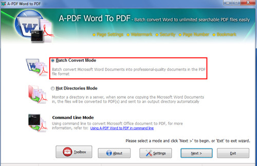 add password to created PDF file while converting Word to PDF with A-PDF Word to PDF1.1 
