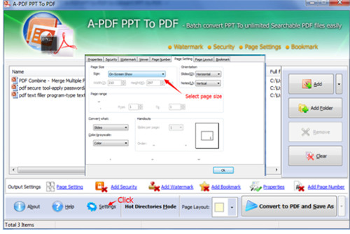change the page size while converting PPT to PDF with A-PDF PPT to PDF2