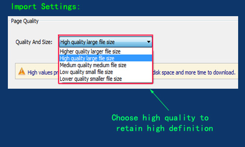 set high quality to output large size file with high definition