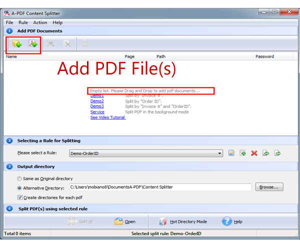 How to encrypt split PDF files after splitting with A-PDF Split? []