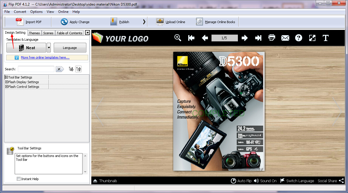 How to create a new flipbook theme with your own design by using A-PDF FlipBook Maker?