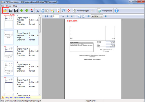 insert new page to PDF with A-PDF Page Master1