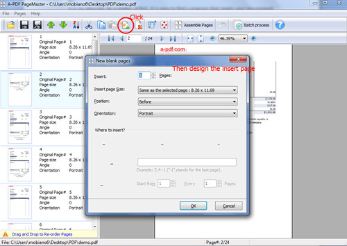 insert new page to PDF with A-PDF Page Master2