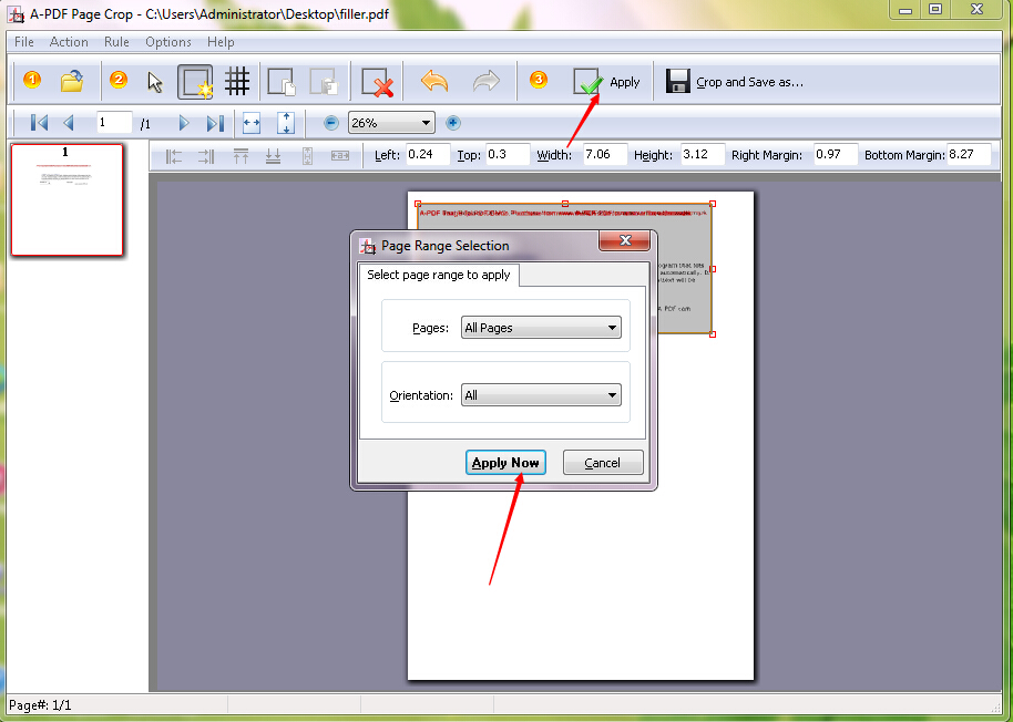 How to remove the blank margin of PDF page by using A-PDF Page Crop?