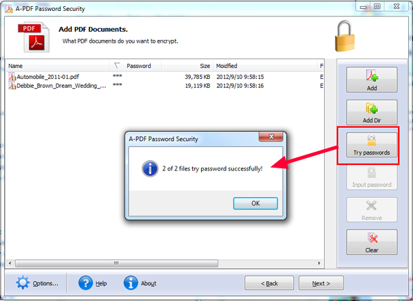 How to remove password protection for a batch of PDF files by using A