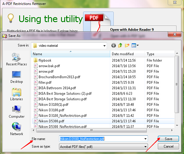 How to remove security from a PDF file by using A-PDF Restrictions Remover?