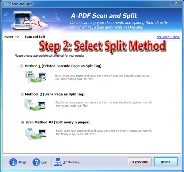 Split PDF Tool using Scanner Go