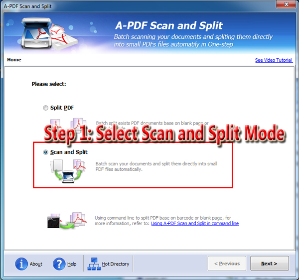 How can I scan paper document and split them into small PDF files? [A