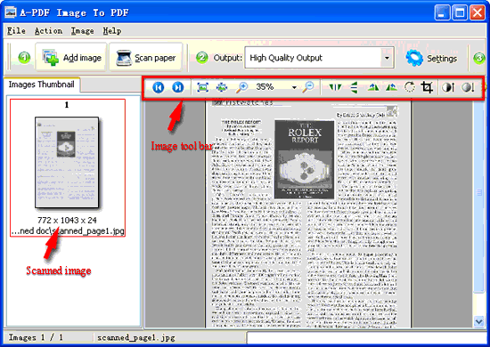screenshot of A-PDF Image to PDF