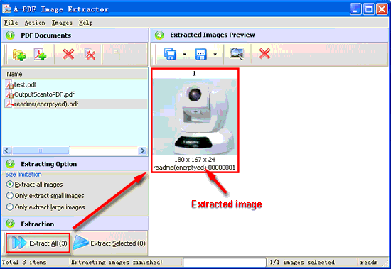 screenshot of A-PDF Image Extractor