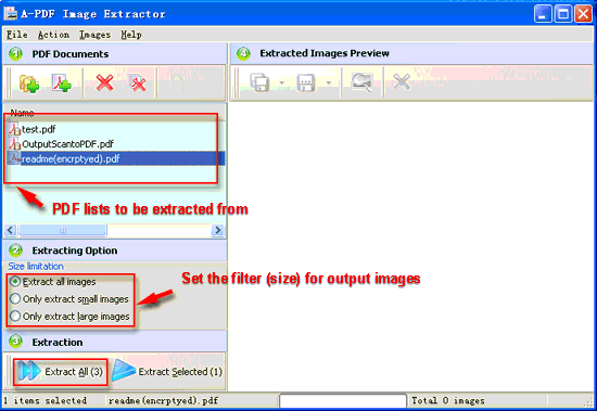 screenshot of A-PDF Image Extractor