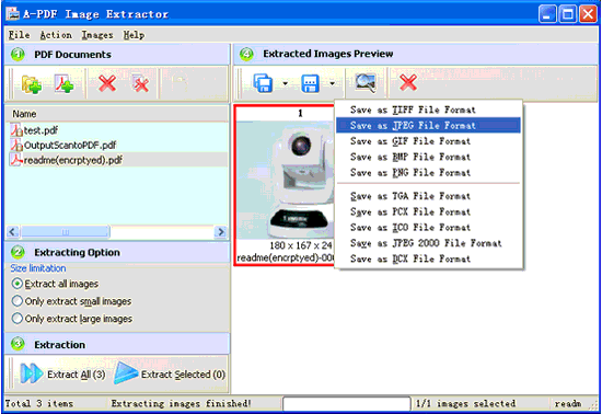 screenshot of A-PDF Image Extractor