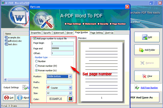 screenshot of A-PDF Word to PDF