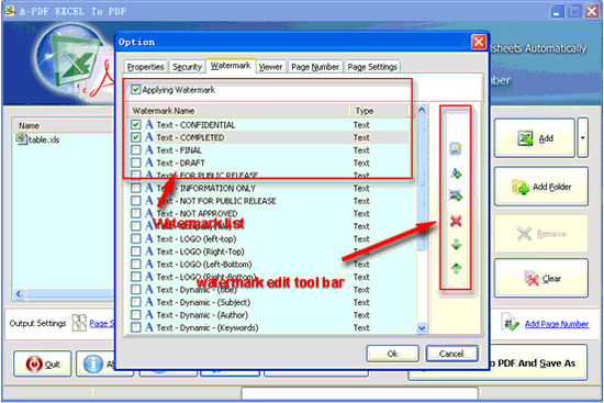 screenshot of A-PDF Excel to PDF