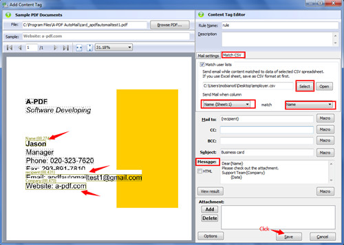 send email by matching up with the data in the CSV spreadsheet2