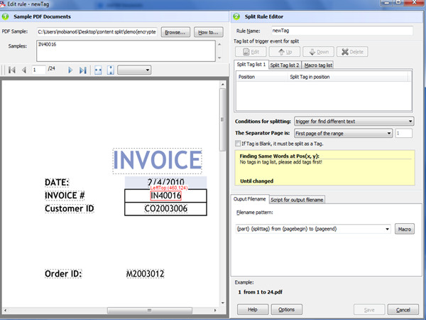 split a password protected PDF file by using A-PDF Content Splitter4