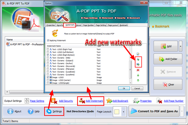 How to stamp an image watermark to new PDF file when converting PPT to