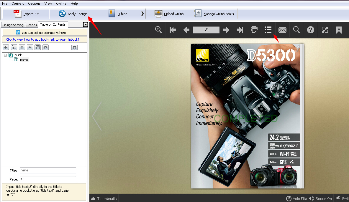 How to create table of contents for your digital magazine by using A-PDF FlipBook Creator?