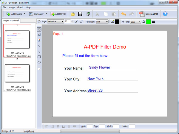 screenshot of A-PDF Filler