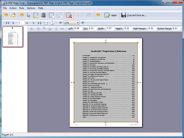screenshot of A-PDF Page Crop