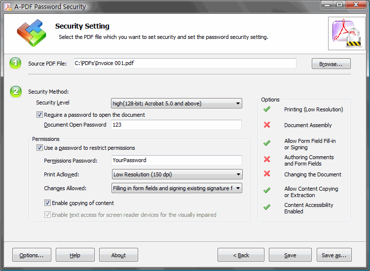 Single PDF Document Security