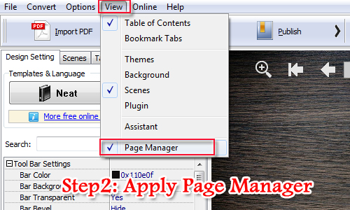 Apply Page Manager of A-PDF FlipBook Creator