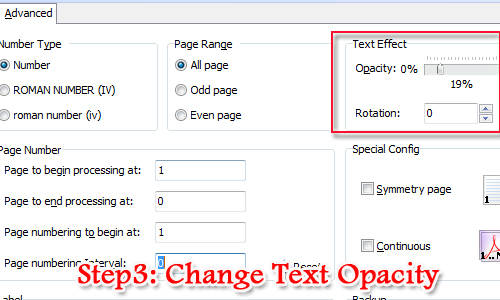 change the text opacity of page number