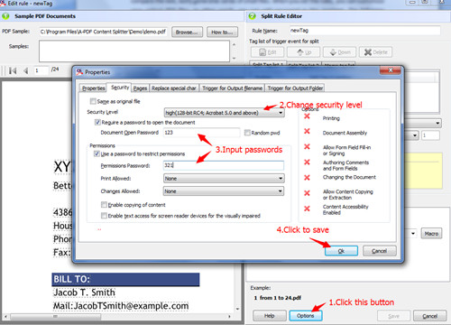 add password to protect PDF file with A-PDF Content Splitter3