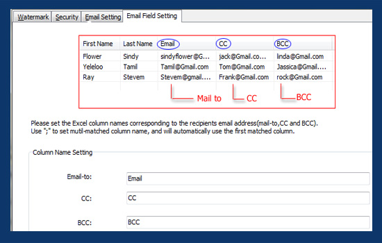 send email with BCC and CC