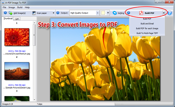 convert images to pdf file