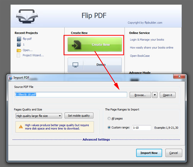 create new flipbook in small file size