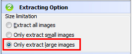 set size option for extracting large images