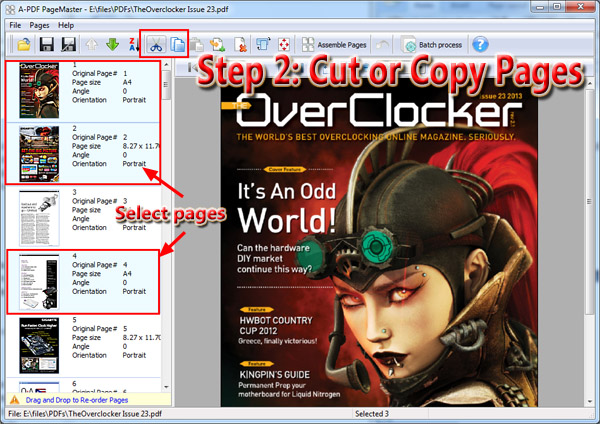 cut or copy PDF pages
