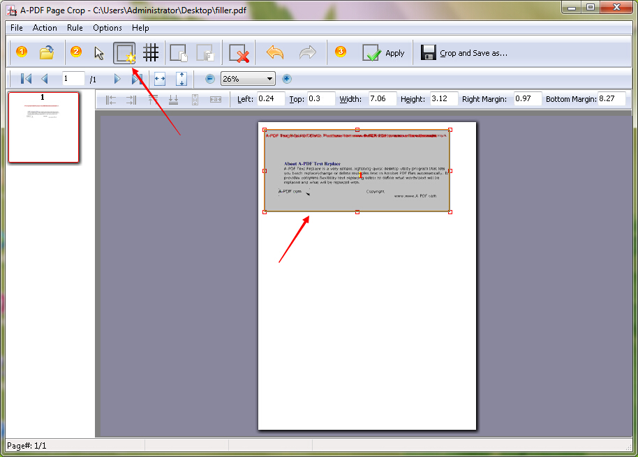 How to remove the blank margin of PDF page by using A-PDF Page Crop?