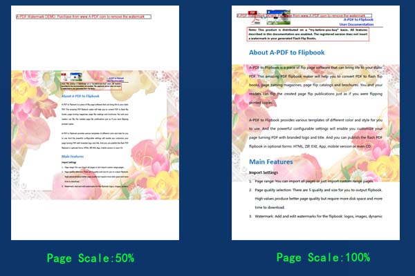 set page scale for watermarked pdf