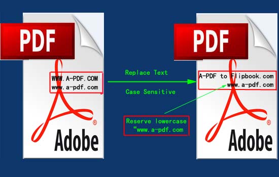 replace pdf text with case sensitive