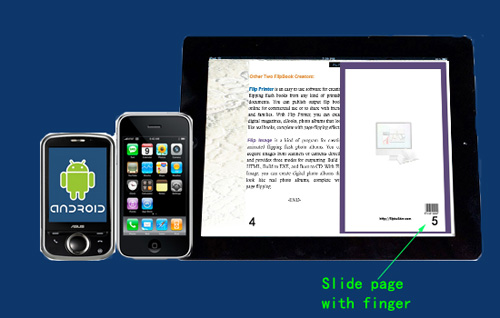 turn page by sliding with finger on portable devices