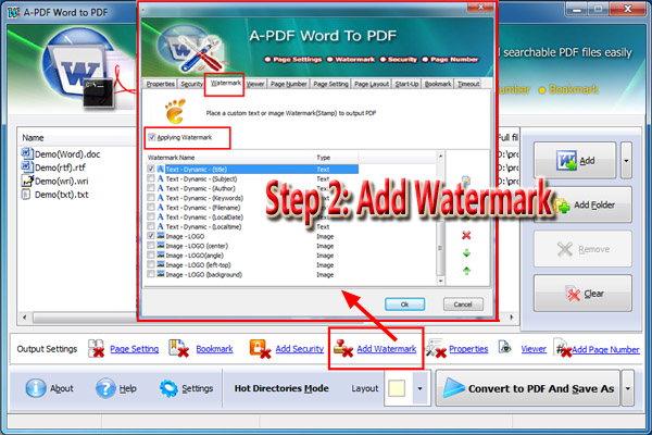 add text and image watermark  to stamp the PDF