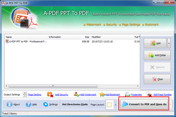 Convert PPT to PDF with watermarked stamped
